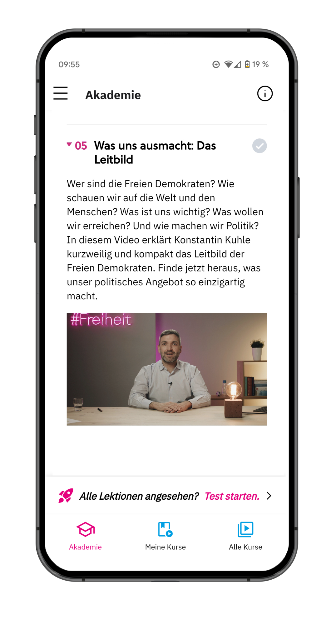 Kurse in der Mitglieder-App der FDP